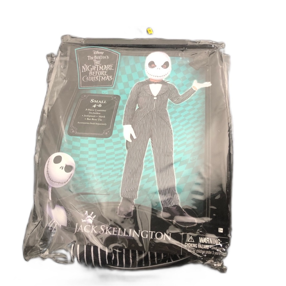 Jack Skellington The Nightmare Before Christmas Halloween Costume Sz Small 4-6